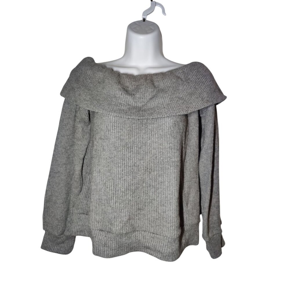 Gilli‎ Gray Waffle Knit Boat Neck 'Winter Date Night' Pullover Sweater S NWT